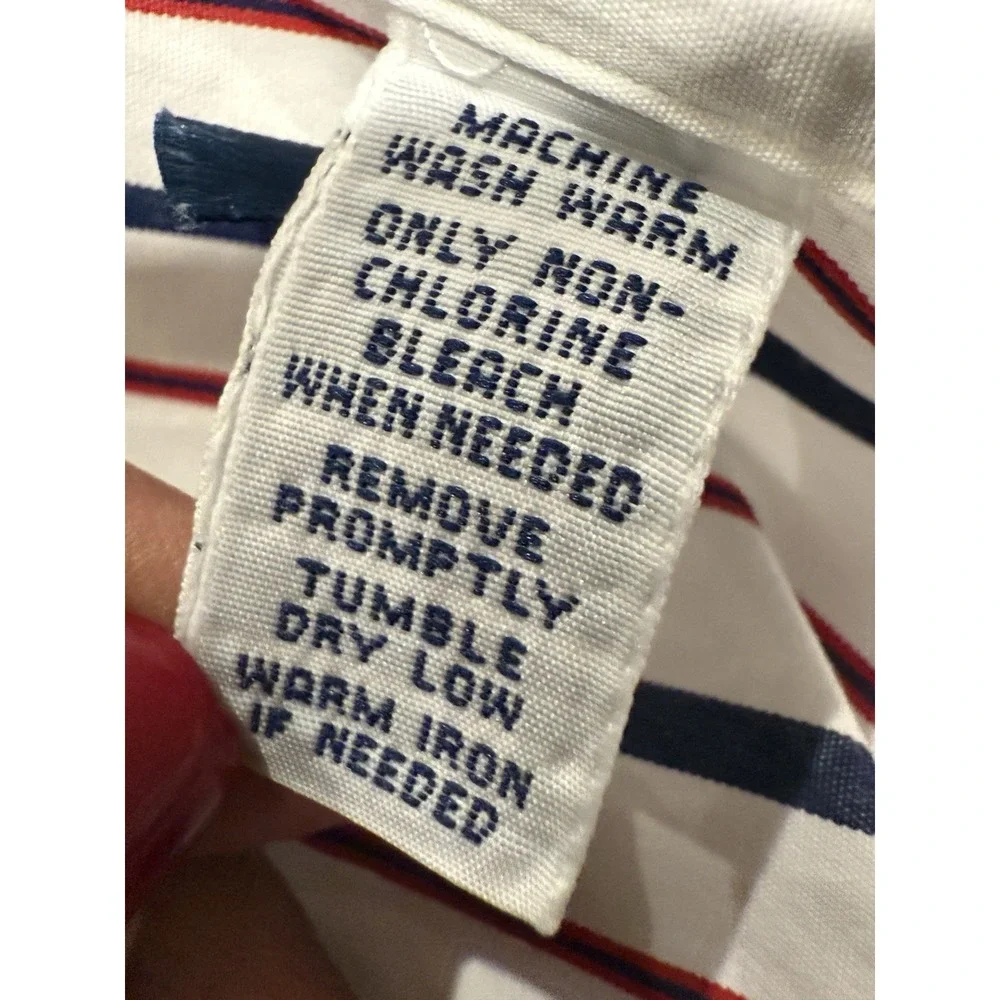 Ralph Lauren Men Shirt L WESTERTON Classic White Blue Red Pinstripe‎ Blue Pony